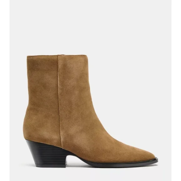 Zara Brown Suede Ankle Booties - Picture 4 of 9